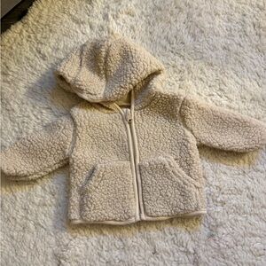Cream Sherpa Hoodie Jacket for Kids